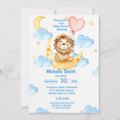 Cute Watercolor King Lion Blue Pink Invitation (Front)