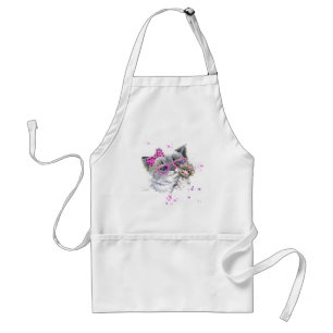 Cute Watercolor Kitten Adult Apron