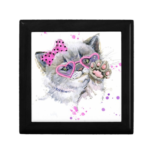 Cute Watercolor Kitten Gift Box (Front)