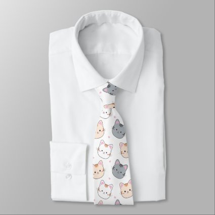 Cute Watercolor Kitten Pattern White