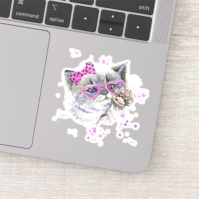 Cute Watercolor Kitten Sticker (Detail)
