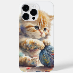 CUTE WATERCOLOR KITTEN WITH BALL OF YARN Case-Mate iPhone 14 PRO MAX CASE
