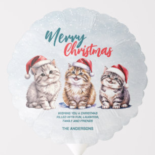 Cute watercolor kitty cat Santa  Merry Christmas  Balloon