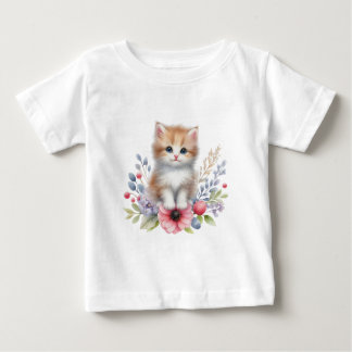 Cute watercolor kitty T-short Baby T-Shirt