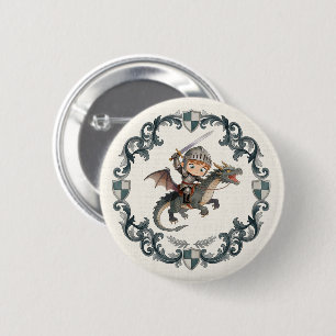 Cute Watercolor Knight Castle Boys Royal Aesthetic Button