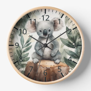 Cute watercolor Koala clock, Personalisable Clock