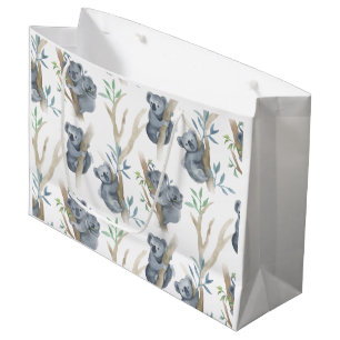 Cute Watercolor Koala Family Large Gift Bag