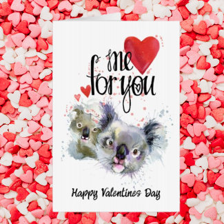 Cute Watercolor Koala Heart Giant Valentines Day