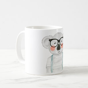 Cute Watercolor Koala with Glasses Coffee Mug