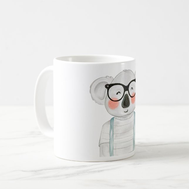 Cute Watercolor Koala with Glasses Coffee Mug (Creator Uploaded)