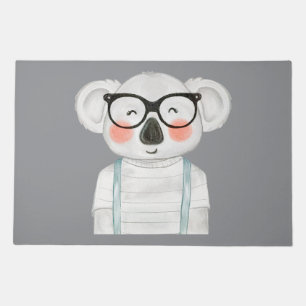 Cute Watercolor Koala with Glasses Doormat
