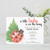 Cute Watercolor Ladybug Baby Shower Invitation (Standing Front)