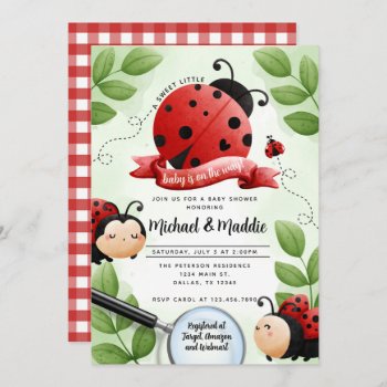 Cute Watercolor Ladybug Beetle Insect Baby Shower Invitation by PerfectPrintableCo at Zazzle