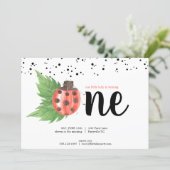 Cute Watercolor Ladybug First Birthday Invitation (Standing Front)