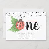 Cute Watercolor Ladybug First Birthday Invitation (Front)