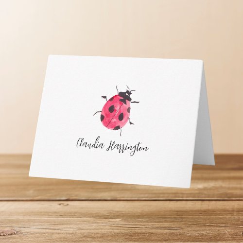 Cute Watercolor Ladybug Hand_Painted Nature Art Note Card