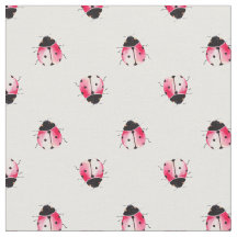 Cute Watercolor Ladybug Printed Fabric by the Yard