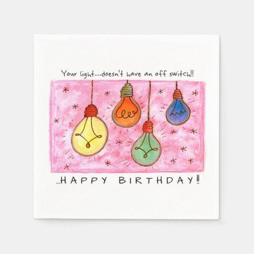 CUTE WATERCOLOR LAMPS IMAGE  HAPPY BIRTHDAY TEXT NAPKINS