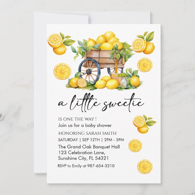 cute watercolor lemon  Baby Shower Invitation (Front)