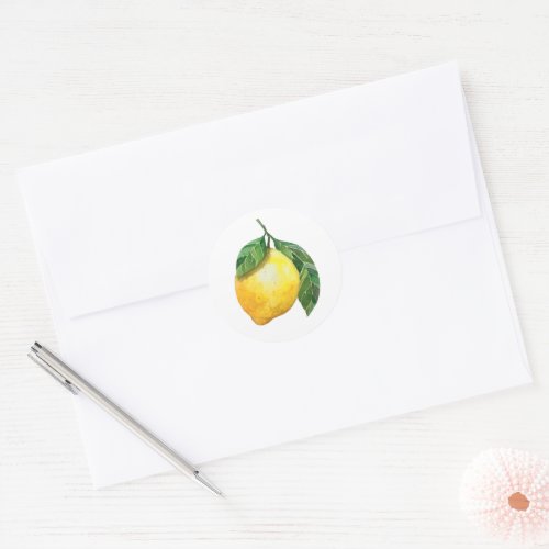 Cute Watercolor Lemon Classic Round Sticker