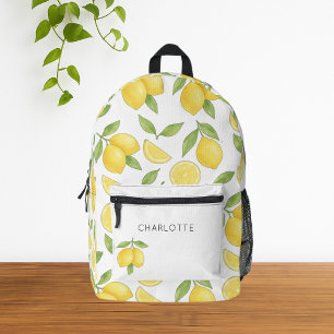 Cute Watercolor Lemon Pattern Printed Backpack
