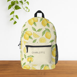 Cute Watercolor Lemon Pattern Printed Backpack
