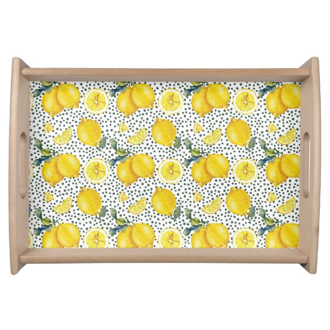 Cute Watercolor Lemon Pattern Serving Tray (Front)