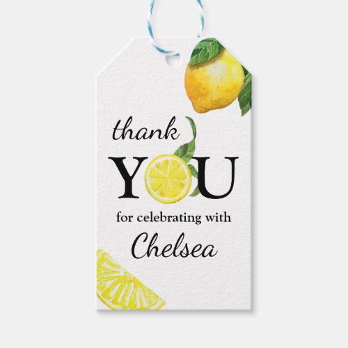 Cute Watercolor Lemon Thank You Gift Tags
