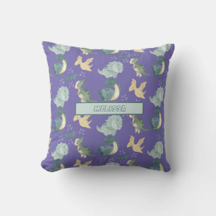 Cute Watercolor Light Purple Dinosaur Pattern Throw Pillow