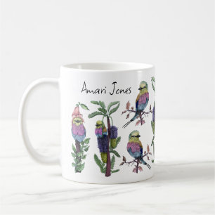 Cute Watercolor Lilac Breasted Roller Bird Coffee Mug