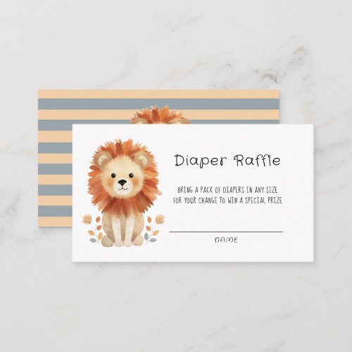 Cute Watercolor Lion Diaper Raffle Business Card