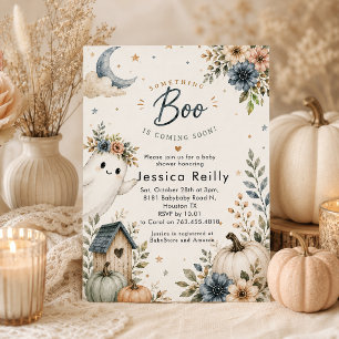 Cute Watercolor Little Boo Baby Shower Invitation