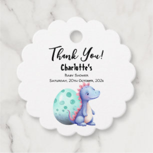 Cute Watercolor Little Dinosaur Baby Shower Favor Tags