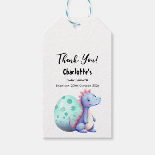 Cute Watercolor Little Dinosaur Baby Shower Gift Tags