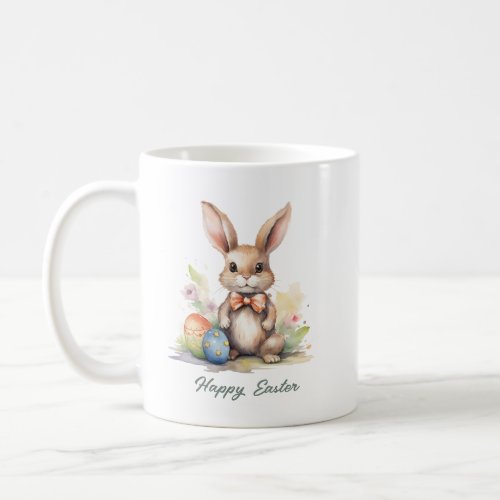 Cute watercolor little Easter bunny with eggs Coffee Mug