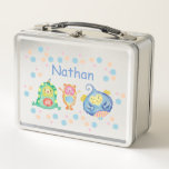Cute Watercolor Little Monsters Personalised Metal Lunch Box