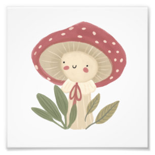 Cute Watercolor little mushroom Photo Print