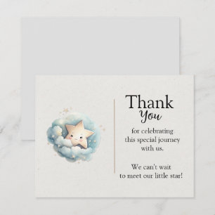 Cute Watercolor Little Star in Blue Clouds Note Card