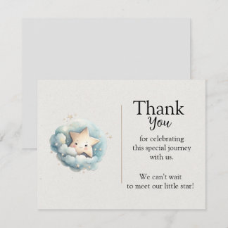 Cute Watercolor Little Star in Blue Clouds Note Card