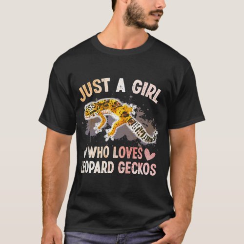 Cute Watercolor Lizard Just A Girl Who Loves Leopa T_Shirt