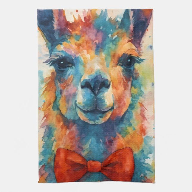 Cute+Watercolor+ Llama Kitchen Towel (Vertical)
