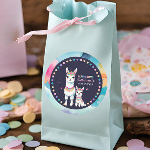 Cute Watercolor Llama Mama Mexican Baby Shower Classic Round Sticker