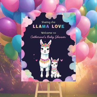 Cute Watercolor Llama Mama Mexican Baby Shower