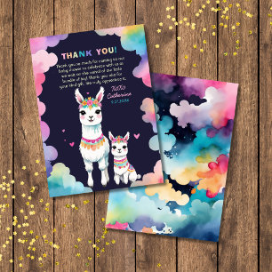 Cute Watercolor Llama Mama Mexican Baby Shower Thank You Card