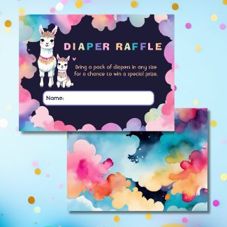 Cute Watercolor Llama Mama Mexican Diaper Raffle