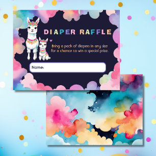 Cute Watercolor Llama Mama Mexican Diaper Raffle Enclosure Card