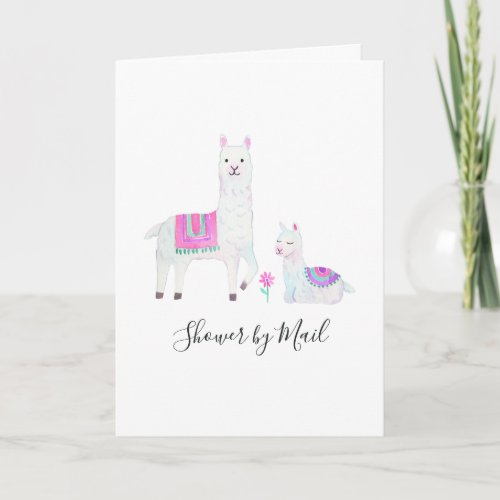 Cute Watercolor Llama themed Baby Shower by Mail Invitation