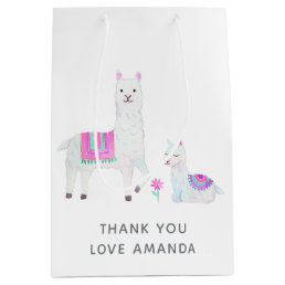 Cute Watercolor Llama themed Baby Shower Medium Gift Bag