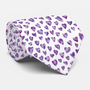 Cute Watercolor Love Heart Pattern Neck Tie