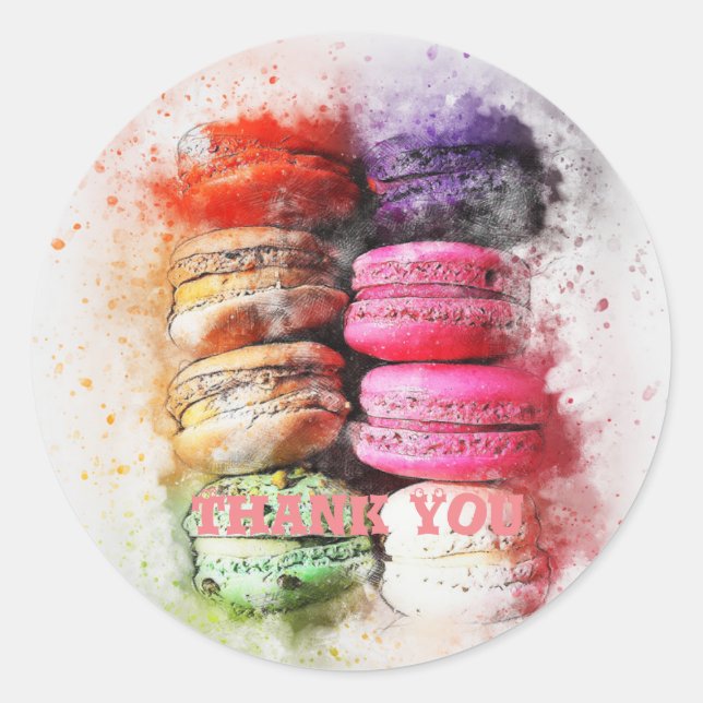 Cute Watercolor Macaron Abstract Classic Sticker (Front)